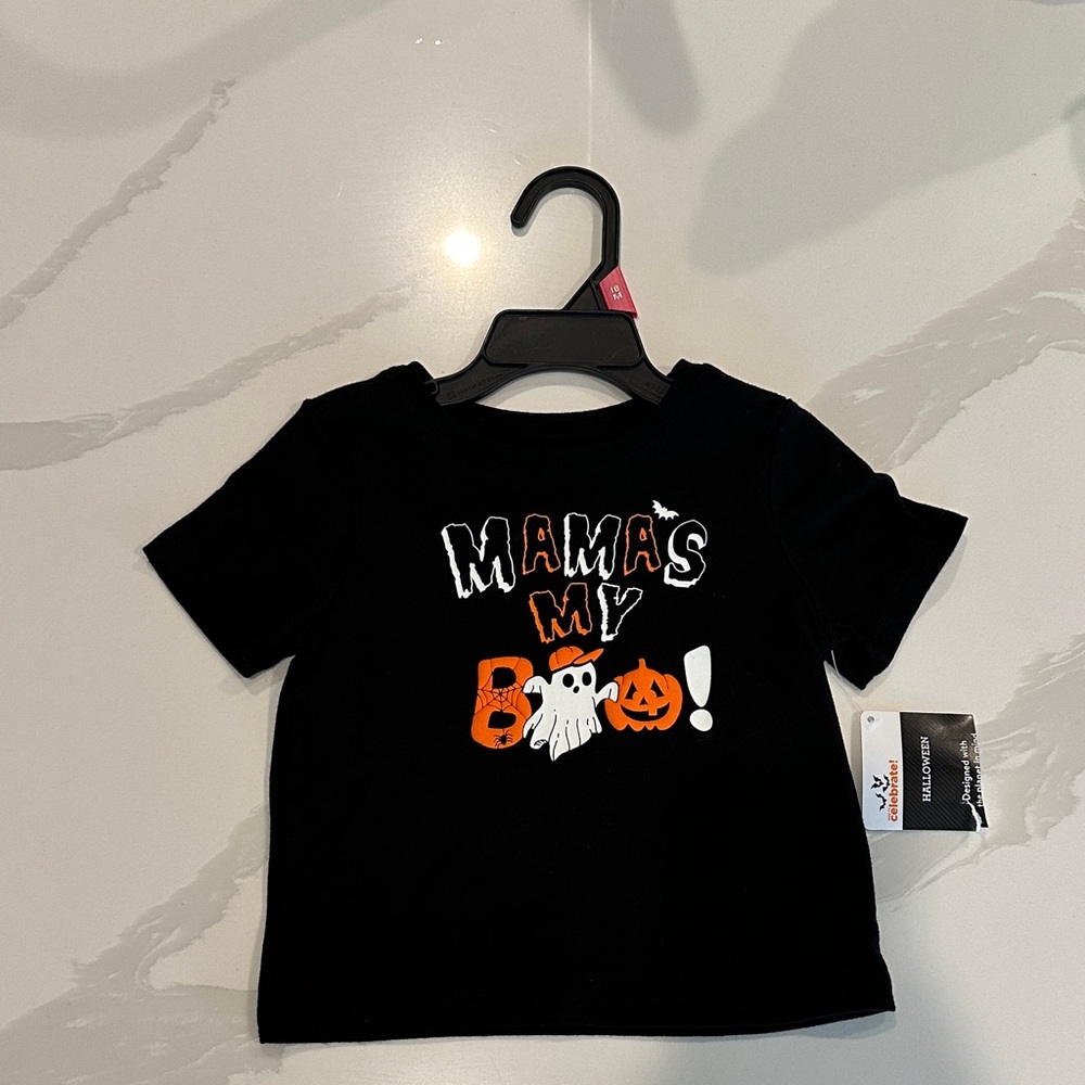 Kids Halloween 'Mama's My Boo' Black Graphic Tee